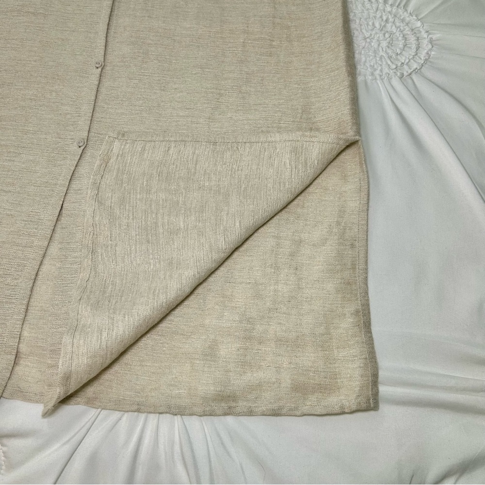 Eileen Fisher Linen & Cotton Neutral Beige Lagenlook Button Front Tunic Jacket S - Picture 12 of 15